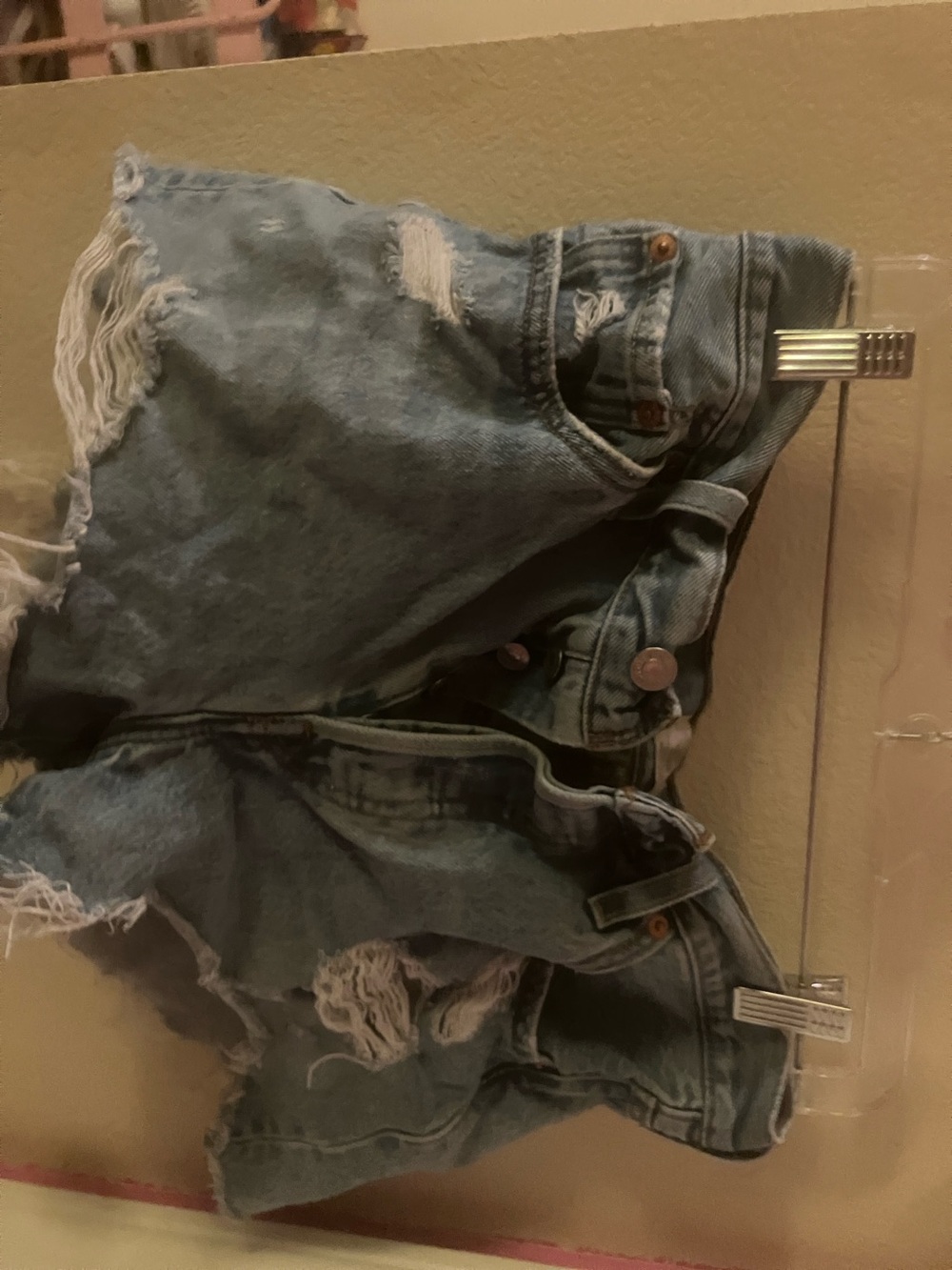 Levi's Men's Distressed Light Blue Denim Jeans Shorts